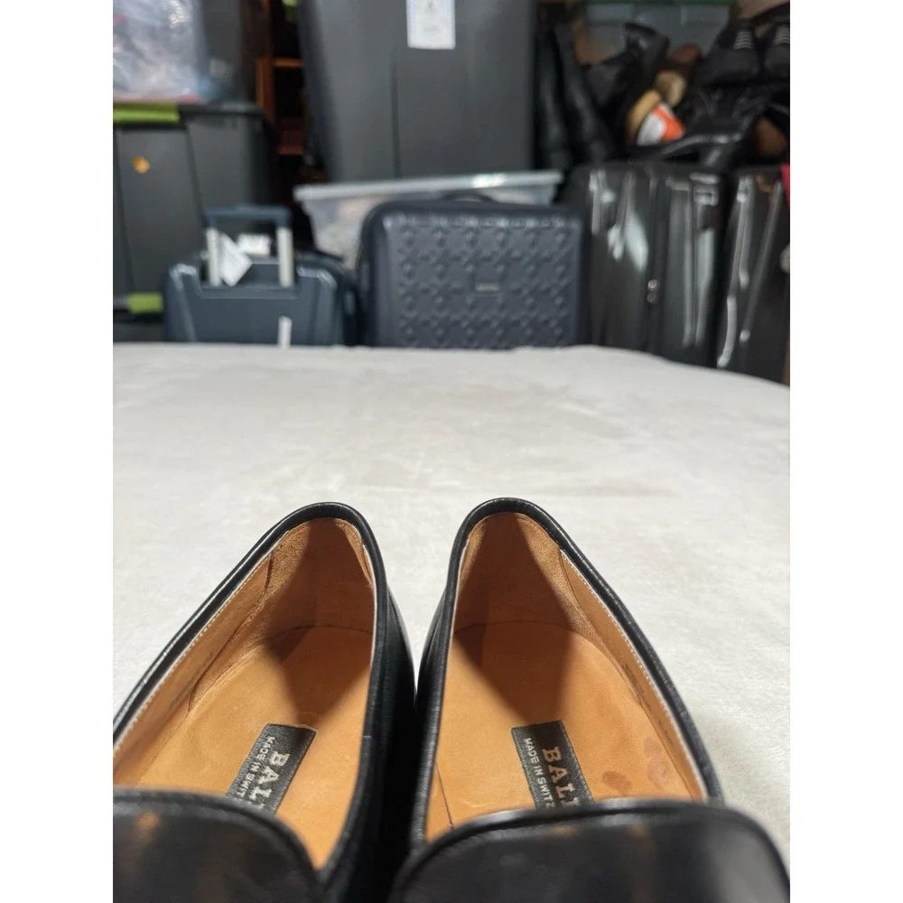 Bally Switzerland Moc Tassel Loafers Size 10 D Black Leather MINT